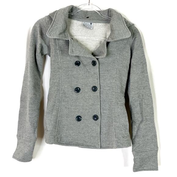 For King & Country | Gray Double-Breasted Peacoat Cotton Polyester Patch XS - Picture 1 of 8